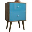 Manhattan Comfort Liberty 2-Drawer Wood Nightstand 2.0 in Aqua/Rustic Brown