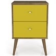 Manhattan Comfort Liberty 2-Drawer Wood Nightstand 2.0 in Yellow/Rustic Brown