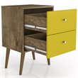 Manhattan Comfort Liberty 2-Drawer Wood Nightstand 2.0 in Yellow/Rustic Brown