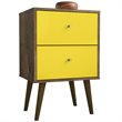 Manhattan Comfort Liberty 2-Drawer Wood Nightstand 2.0 in Yellow/Rustic Brown