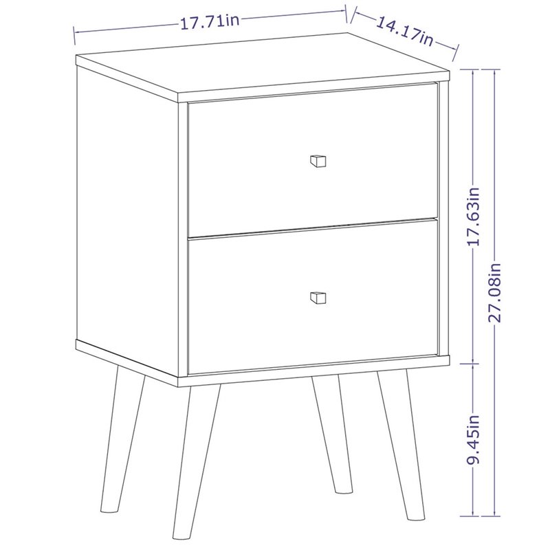 Manhattan Comfort Liberty 2-Drawer Wood Nightstand 2.0 in White/Rustic Brown