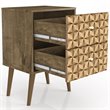 Manhattan Comfort Liberty 2-Drawer Wood Nightstand in Rustic Brown & 3D Prints