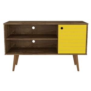 Manhattan Comfort Liberty Wood TV Stand for TVs up to 46&quot in Brown/Yellow