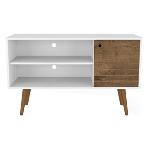 Manhattan Comfort Liberty Wood TV Stand for TVs up to 46&quot in White/Rustic Brown