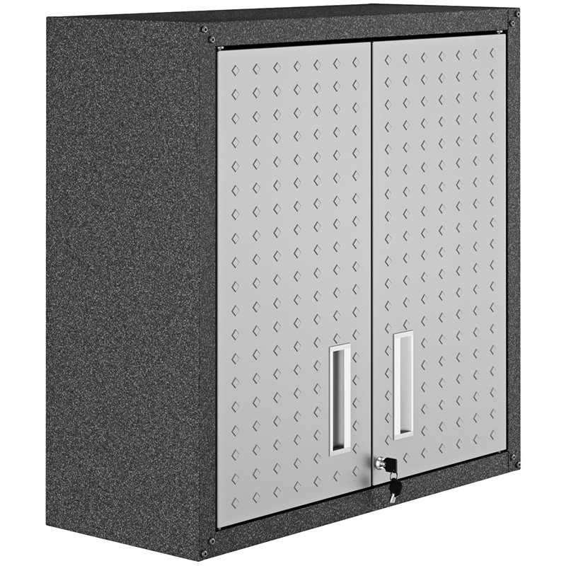 Manhattan Comfort Fortress Metal Floating Garage Cabinets in Gray (Set of 2)
