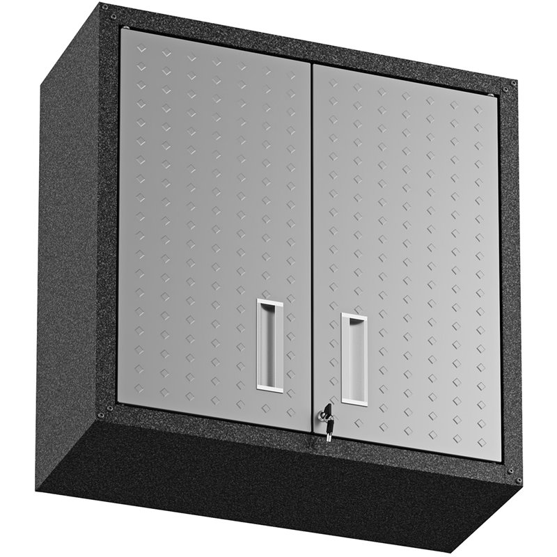 Manhattan Comfort Fortress Metal Floating Garage Cabinets in Gray (Set of 2)