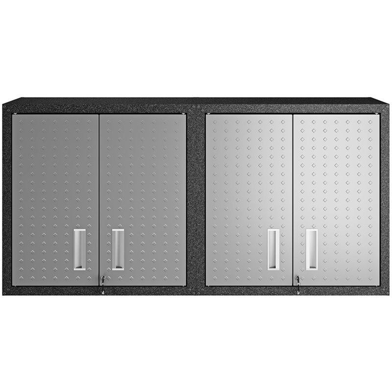 Manhattan Comfort Fortress Metal Floating Garage Cabinets in Gray (Set of 2)