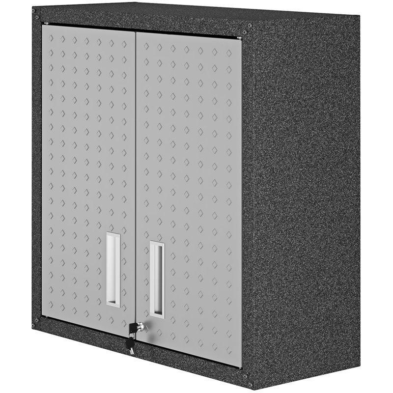 Manhattan Comfort Fortress 2-Door Metal Floating Garage Cabinet in Gray