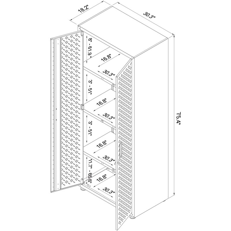 Manhattan Comfort Fortress 2-Door Metal Garage Cabinet in Gray