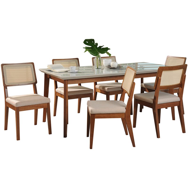 Manhattan Comfort Lillian And Pell 7 Piece Dining Set In Off White Manhattan Comfort Lillian And Pell 7 Piece Dining Set In Off White