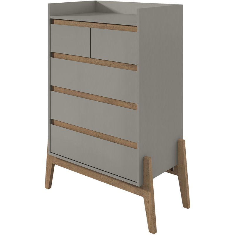 Manhattan Comfort Essence 5 Drawer Chest In Gray 350845