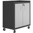 Manhattan Comfort Fortress 3-Piece Metal Garage Cabinet & Worktable Set in Gray