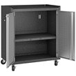 Manhattan Comfort Fortress 3-Piece Metal Worktable & Garage Cabinet Set in Gray