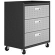 Manhattan Comfort Fortress 3-Piece Metal Worktable & Garage Cabinet Set in Gray