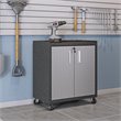 Manhattan Comfort Fortress 3-Piece Metal Worktable & Garage Cabinet Set in Gray