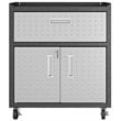 Manhattan Comfort Fortress 3-Piece Wood/Metal Worktable & Garage Cabinet in Gray