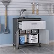Manhattan Comfort Fortress 3-Piece Wood/Metal Worktable & Garage Cabinet in Gray