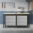 Manhattan Comfort Fortress 3-Piece Wood/Metal Garage Cabinet & Worktable in Gray