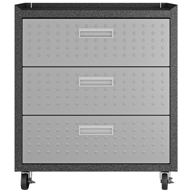 Manhattan Comfort Fortress 3-Piece Wood/Metal Garage Cabinet & Worktable in Gray
