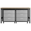 Manhattan Comfort Fortress 3-Piece Wood/Metal Garage Cabinet & Worktable in Gray