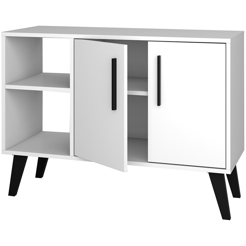 Manhattan Comfort Amsterdam 4-Shelf Engineered Wood Sideboard in White