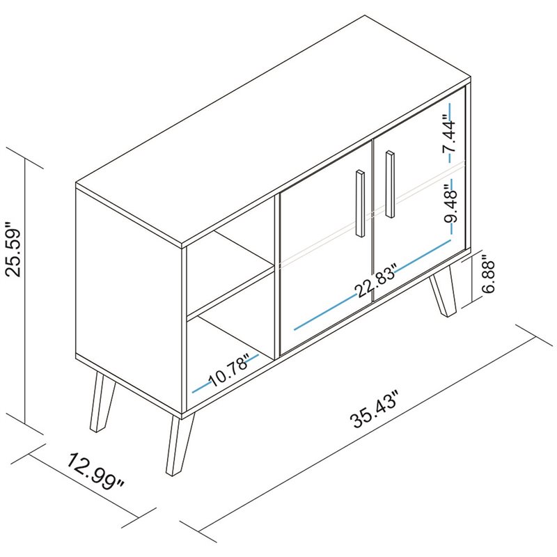 Manhattan Comfort Amsterdam 4-Shelf Engineered Wood Sideboard in White