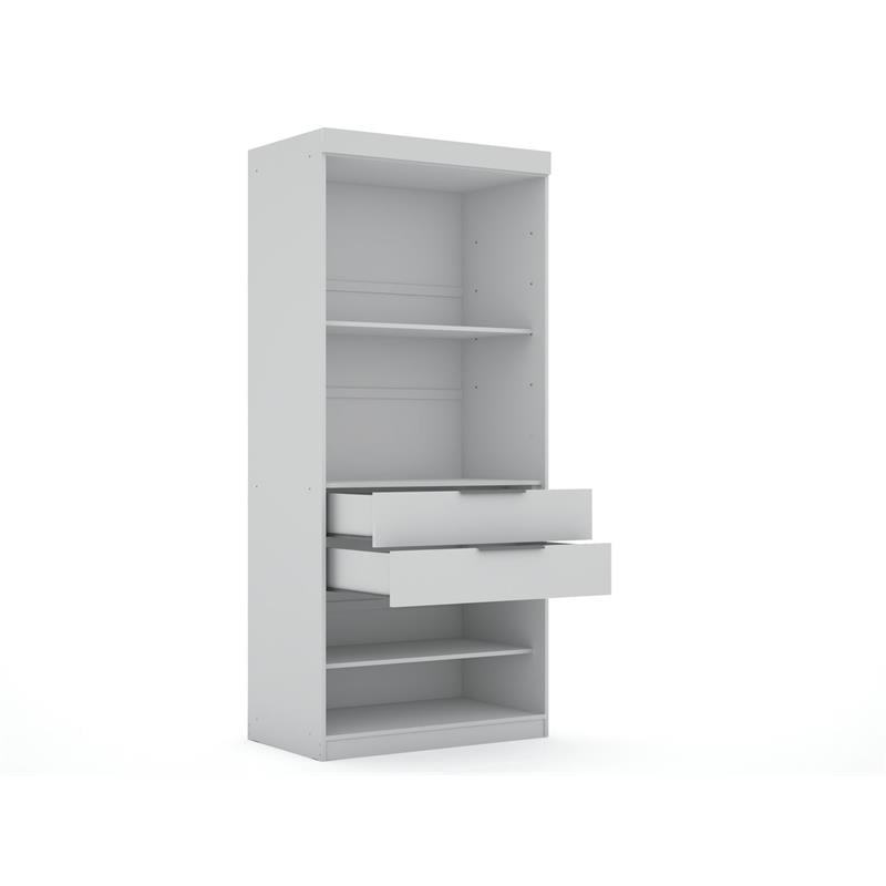 Manhattan Comfort Mulberry Wood Sectional Corner Wardrobe Closet in White