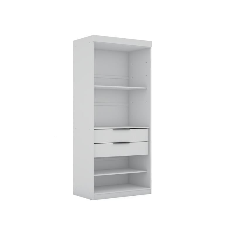 Manhattan Comfort Mulberry Wood Sectional Corner Wardrobe Closet in White