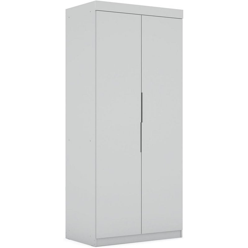 Manhattan Comfort Mulberry Wood Sectional Corner Wardrobe Closet in White
