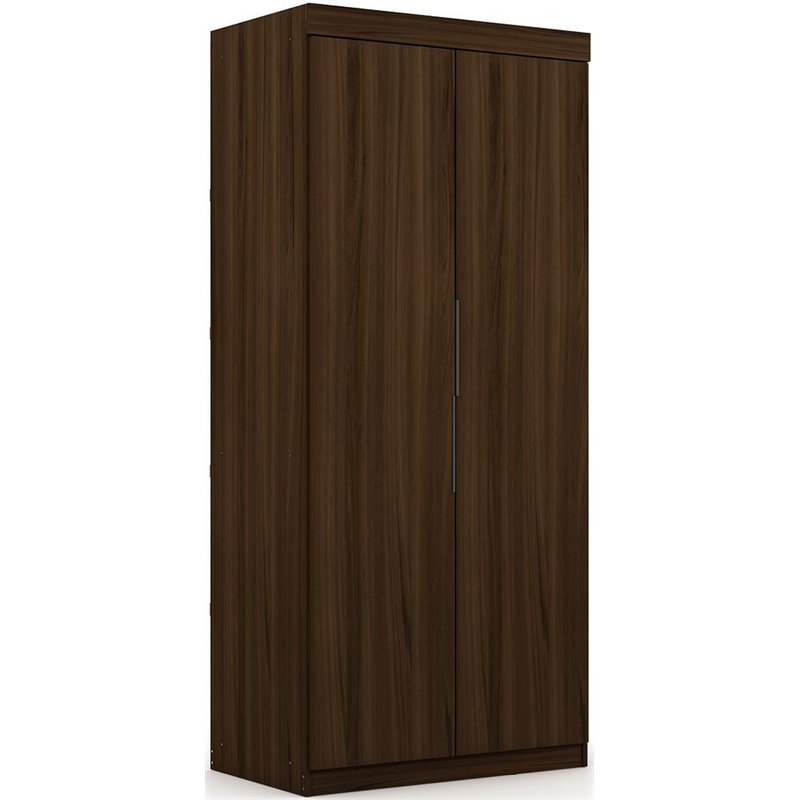 Manhattan Comfort Mulberry Wood Sectional Corner Wardrobe Closet in Brown