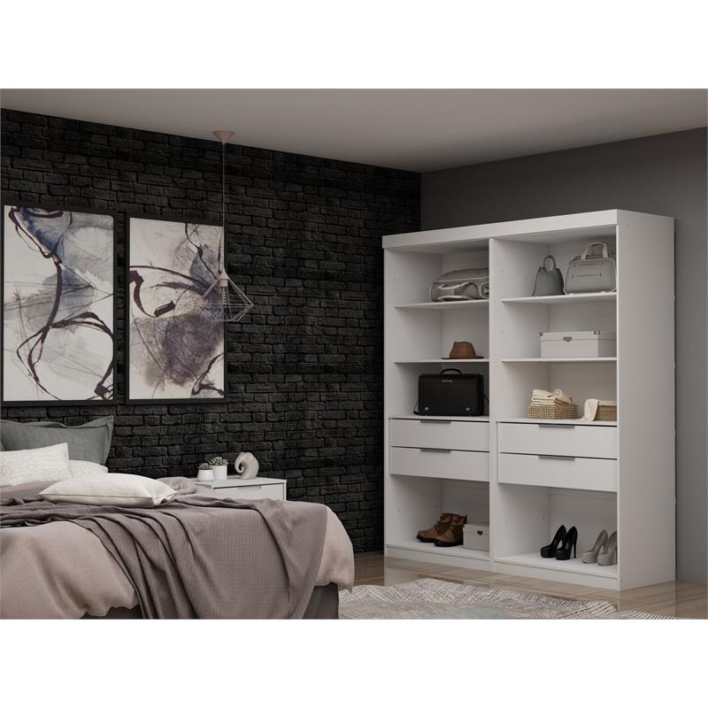 Manhattan Comfort Mulberry 2-Piece Wood Open Sectional Closet Set in White