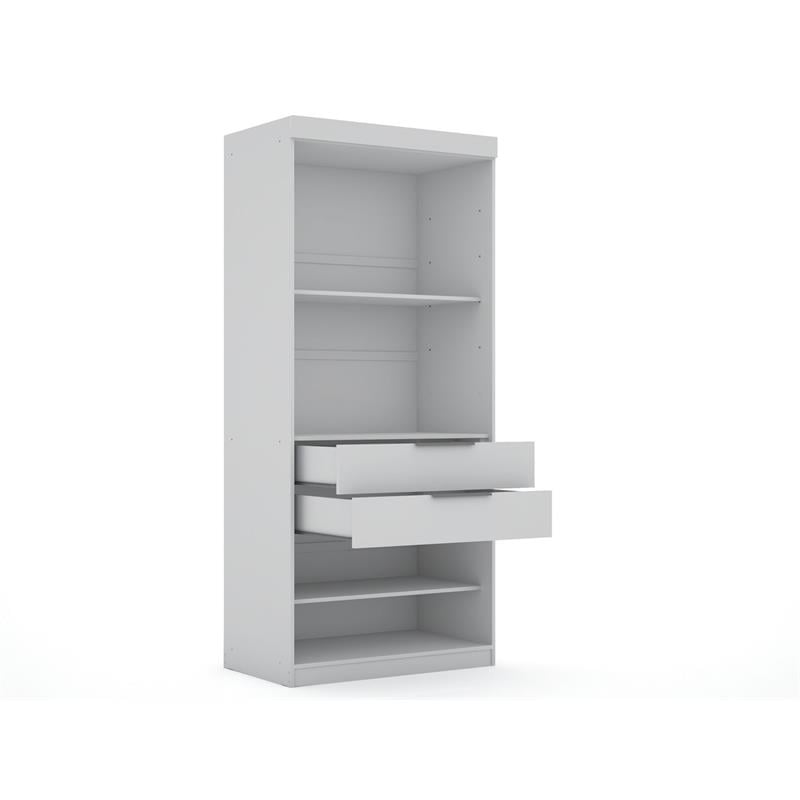 Manhattan Comfort Mulberry 2-Piece Wood Open Sectional Closet Set in White