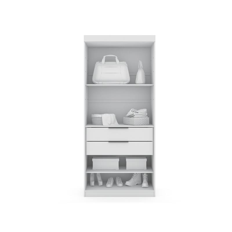 Manhattan Comfort Mulberry 2-Piece Wood Open Sectional Closet Set in White