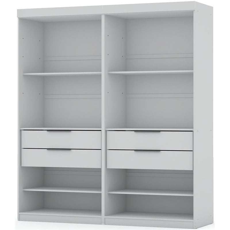 Manhattan Comfort Mulberry 2-Piece Wood Open Sectional Closet Set in White
