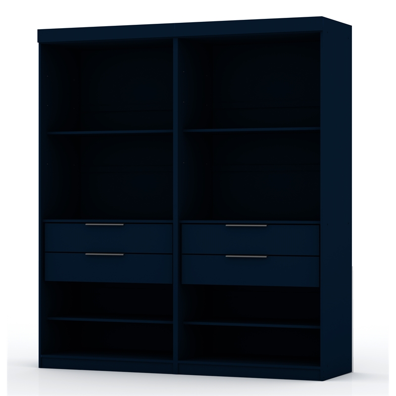 Manhattan Comfort Mulberry 2-Piece Wood Open Sectional Closet Set in Blue
