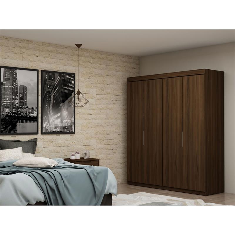 Manhattan Comfort Mulberry 2-Piece Wood Wardrobe Closet Set in Brown