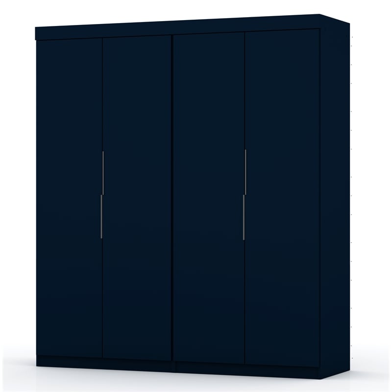 Manhattan Comfort Mulberry 2-Piece Wood Wardrobe Closet Set in Midnight Blue
