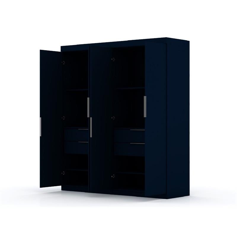 Manhattan Comfort Mulberry 2-Piece Wood Wardrobe Closet Set in Midnight Blue
