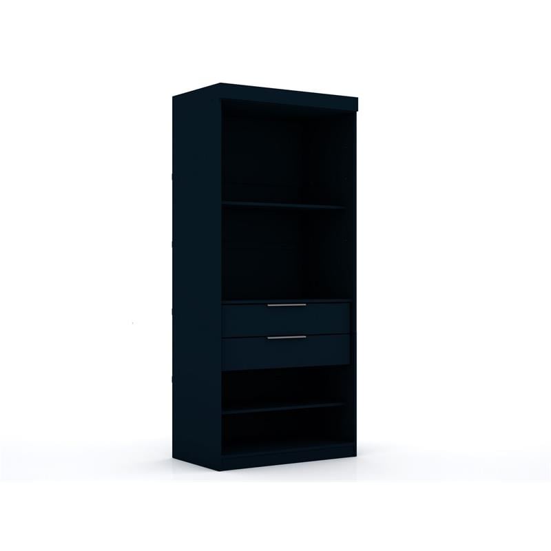 Manhattan Comfort Mulberry 2-Piece Wood Wardrobe Closet Set in Midnight Blue