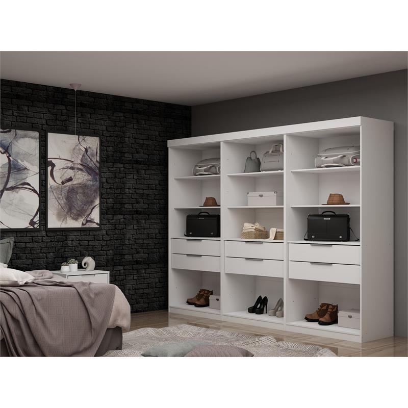 Manhattan Comfort Mulberry 3-Piece Wood Open Sectional Closet Set in White