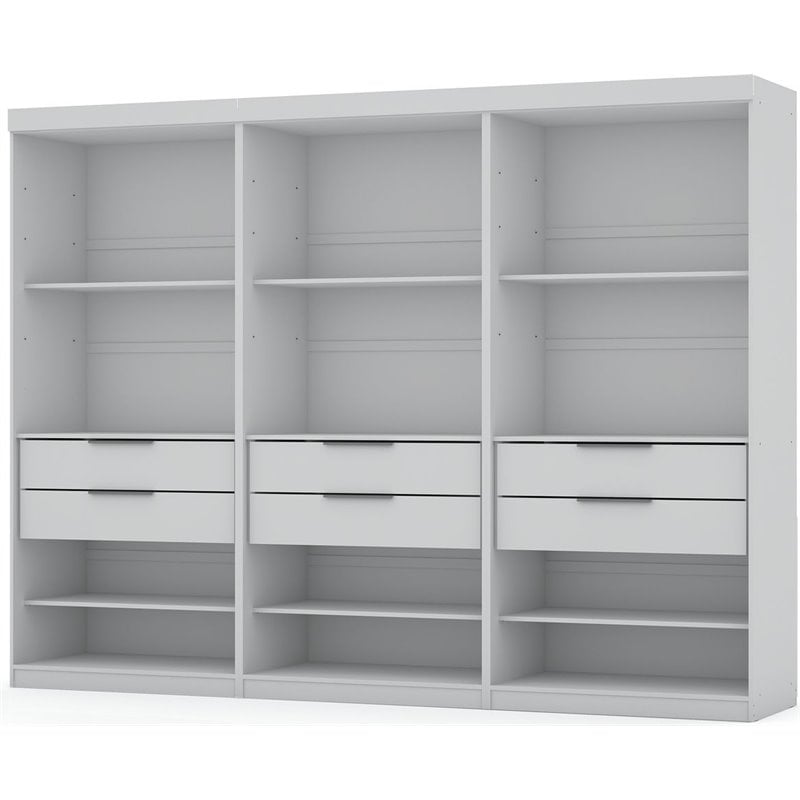 Manhattan Comfort Mulberry 3-Piece Wood Open Sectional Closet Set in White