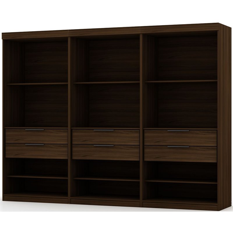 Manhattan Comfort Mulberry 3-Piece Wood Open Sectional Closet Set in Brown