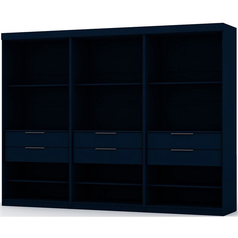Manhattan Comfort Mulberry 3-Piece Wood Open Sectional Closet Set in Blue