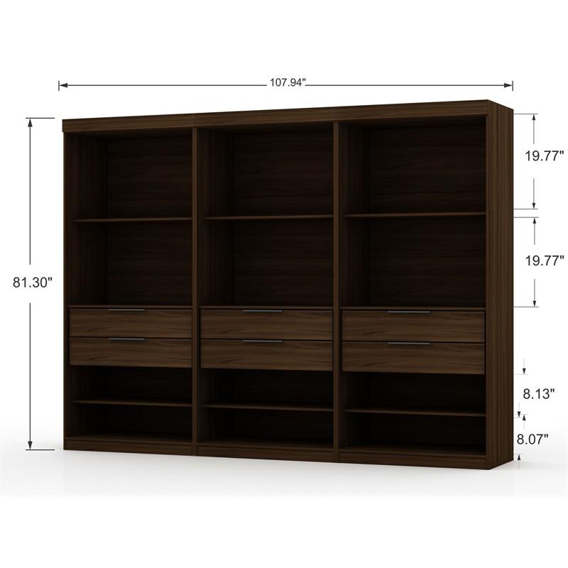 Manhattan Comfort Mulberry 3-Piece Wood Wardrobe Closet Set in Brown