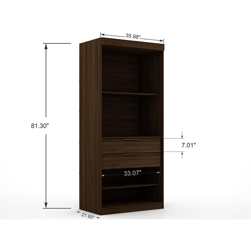 Manhattan Comfort Mulberry 3-Piece Wood Wardrobe Closet Set in Brown