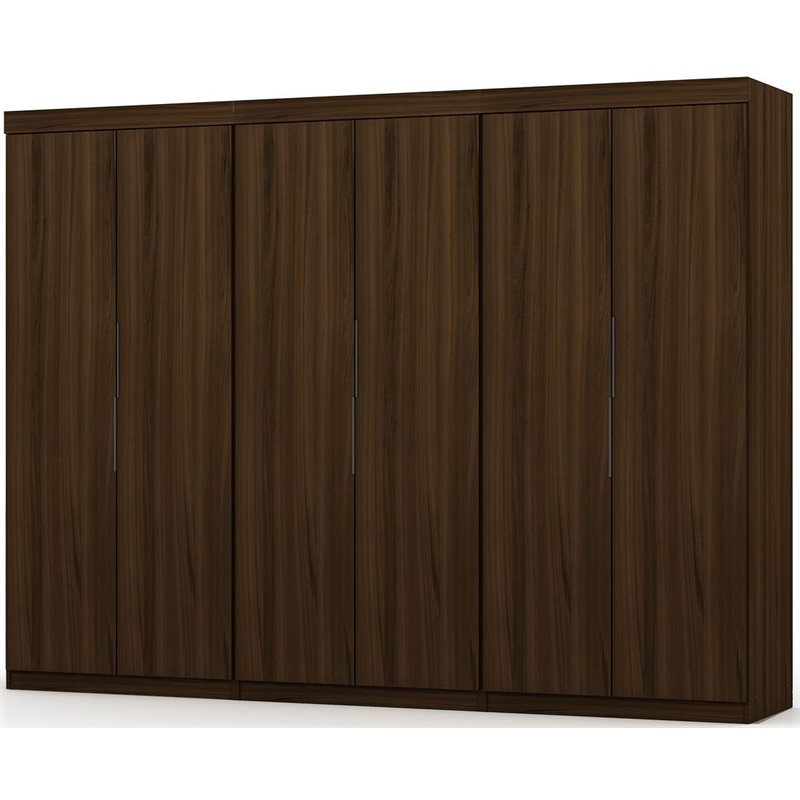 Manhattan Comfort Mulberry 3-Piece Wood Wardrobe Closet Set in Brown