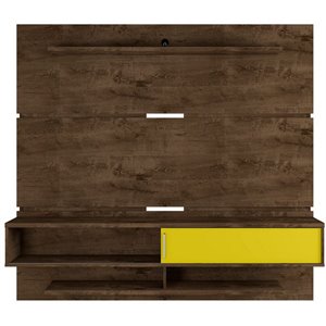 astor modern floating entertainment center rustic brown yellow engineered wood