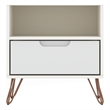 Manhattan Comfort Rockefeller 1-Drawer Engineered Wood Nightstand in White