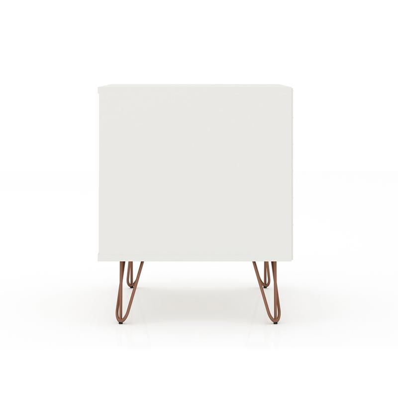 Manhattan Comfort Rockefeller 1-Drawer Engineered Wood Nightstand in White