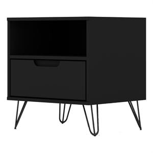 Manhattan Comfort Rockefeller 1-Drawer Wood Nightstand in Black